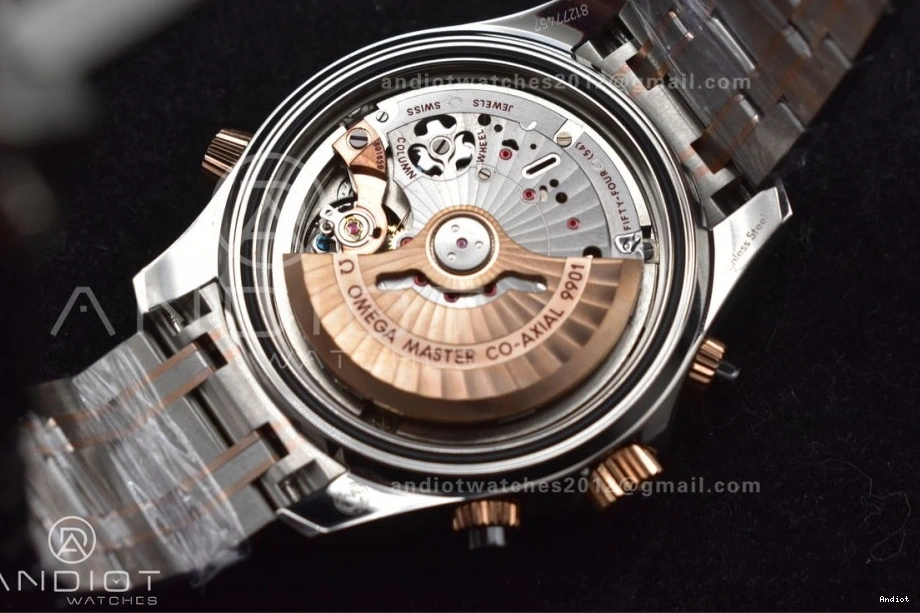 Best 1:1 SS RG SS on Black Strap 300m Edition OMF Chrono Dial A9900 Seamaster 1223